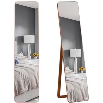 HOMCOM Miroir sur Pied et Mural rectangulaire dim. 37L x 43l x 156H cm (Noyer Clair) HOMCOM Miroir sur Pied et Mural rectangulaire dim. 37L x 43l x 156H cm (Noyer Clair)