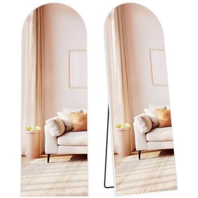 SONGMICS Grand Miroir sur Pied, Pleine Longueur Arqué, 160 x 50 x 1,3 cm Cadre en Alliage d'Aluminium, Verre Antidéflagrant, pour Chambre, Salon, Blanc, Collection AILEAS LFM031WC01 SONGMICS Grand Miroir sur Pied, Pleine Longueur Arqué, 160 x 50 x 1,3 cm Cadre en Alliage d'Aluminium, Verre Antidéflagrant, pour Chambre, Salon, Blanc, Collection AILEAS LFM031WC01