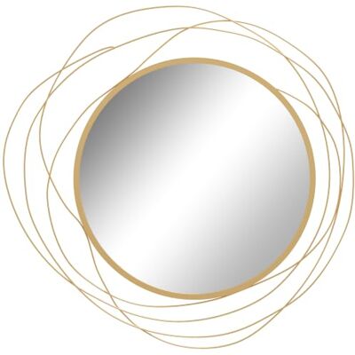 HOMCOM Miroir Rond en Métal Filaire Doré, Décoration Murale Ø65 cm Style Moderne HOMCOM Miroir Rond en Métal Filaire Doré, Décoration Murale Ø65 cm Style Moderne