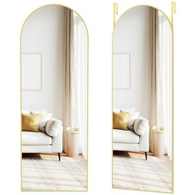 SONGMICS Miroir Intégral Suspendu, 120 x 40 cm, Miroir Arqué, Cadre en Alliage d'Aluminium, Verre Trempé, pour Chambre, Salon, Dressing, Doré Clair LFM033AB01 SONGMICS Miroir Intégral Suspendu, 120 x 40 cm, Miroir Arqué, Cadre en Alliage d'Aluminium, Verre Trempé, pour Chambre, Salon, Dressing, Doré Clair LFM033AB01