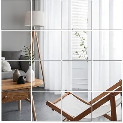 Lokiiz Lot de 10/16 miroirs autocollants en acrylique pour murs, carreaux de miroir HD, sans verre, incassable, miroir à coller, pour maquillage, entraînement à la maison, salle de sport, couloir Lokiiz Lot de 10/16 miroirs autocollants en acrylique pour murs, carreaux de miroir HD, sans verre, incassable, miroir à coller, pour maquillage, entraînement à la maison, salle de sport, couloir