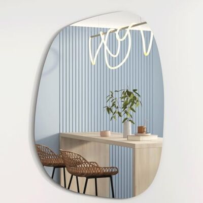 Albatros Miroir design asymétrique 90 x 70 cm miroir mural ou porte forme organique moderne, miroir ovale et grand, asymétrique déformé et sans cadre, miroir mural Albatros Miroir design asymétrique 90 x 70 cm miroir mural ou porte forme organique moderne, miroir ovale et grand, asymétrique déformé et sans cadre, miroir mural