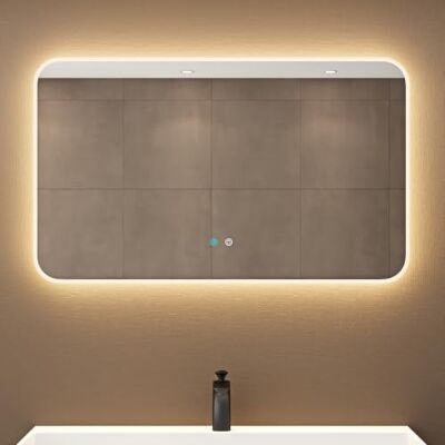 doporro Miroir Suspendu de Salle de Bains Rectanguaire Lumineux avec Éclairage LED Interrupteur Tactile Anti-buée Luminosité Réglable 1000 x 600 MM Nova-02 doporro Miroir Suspendu de Salle de Bains Rectanguaire Lumineux avec Éclairage LED Interrupteur Tactile Anti-buée Luminosité Réglable 1000 x 600 MM Nova-02