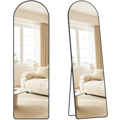SONGMICS Miroir sur Pied, Design Arche, Verre Trempé, 150 x 40 x 1,3 cm Grand Miroir Pleine Longueur, Cadre en Alliage d'Aluminium, pour Chambre, Salon, Noir, Collection AILEAS LFM055BD01 SONGMICS Miroir sur Pied, Design Arche, Verre Trempé, 150 x 40 x 1,3 cm Grand Miroir Pleine Longueur, Cadre en Alliage d'Aluminium, pour Chambre, Salon, Noir, Collection AILEAS LFM055BD01