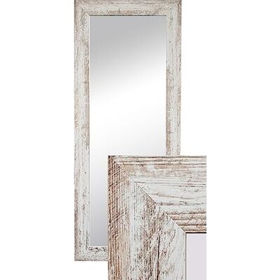 ART Miroir mural décoratif Miroir de garde-robe 120 x 50 cm Pin blanc ART Miroir mural décoratif Miroir de garde-robe 120 x 50 cm Pin blanc