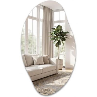 SONGMICS Miroir asymétrique, miroir mural irrégulier, en forme de pétale, 85 x 50 cm, décoratif, sans cadre, pour entrée, chambre, salle de bain LWM021BD01 SONGMICS Miroir asymétrique, miroir mural irrégulier, en forme de pétale, 85 x 50 cm, décoratif, sans cadre, pour entrée, chambre, salle de bain LWM021BD01