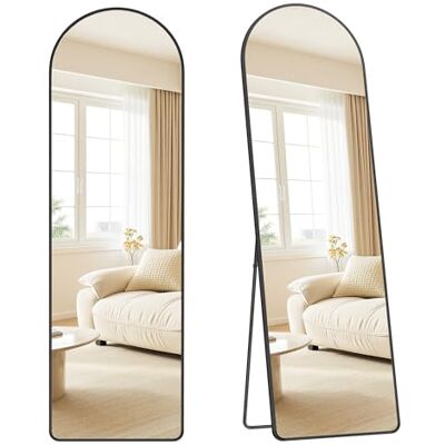 SONGMICS Miroir Intégral, Miroir Arqué sur Pied, à Poser au Sol, Cadre en Alliage d’Aluminium, Verre Trempé, pour Chambre, Salon, Dressing, Coins Arrondis, 160 x 50 cm, Noir d'encre LFM051BD01 SONGMICS Miroir Intégral, Miroir Arqué sur Pied, à Poser au Sol, Cadre en Alliage d’Aluminium, Verre Trempé, pour Chambre, Salon, Dressing, Coins Arrondis, 160 x 50 cm, Noir d'encre LFM051BD01