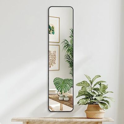 Americanflat Miroir mural 35 x 150 cm noir pleine longueur Long miroir pour chambre à coucher et grand miroir mural pour salon Miroir intégral avec cadre en aluminium avec matériel de suspension Americanflat Miroir mural 35 x 150 cm noir pleine longueur Long miroir pour chambre à coucher et grand miroir mural pour salon Miroir intégral avec cadre en aluminium avec matériel de suspension