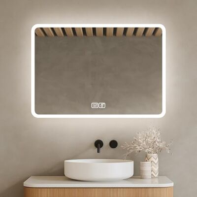 Bayt Miroir Salle de Bain LED 73 x 52 cm, Anti-Buée, Dimmable, 3 Couleurs Miroir mural rectangulaire rétroéclairé, lumière chaude, naturelle et froide, intensité réglable, pour maquillage et rasage Bayt Miroir Salle de Bain LED 73 x 52 cm, Anti-Buée, Dimmable, 3 Couleurs Miroir mural rectangulaire rétroéclairé, lumière chaude, naturelle et froide, intensité réglable, pour maquillage et rasage