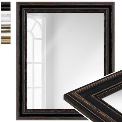 WANDStyle grand miroir mural noir, miroir sur pied chambre 50x60 cm Avec cadre rectangulaire en bois, à suspendre et à appuyer contre le mur, vintage mirror H550 Made in Germany WANDStyle grand miroir mural noir, miroir sur pied chambre 50x60 cm Avec cadre rectangulaire en bois, à suspendre et à appuyer contre le mur, vintage mirror H550 Made in Germany