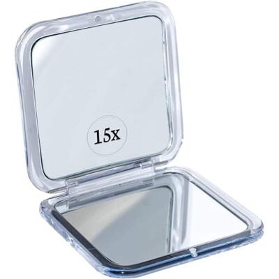 Mirrorvana Petit miroir de poche grossissant 15x, pliable et portable pour maquillage, cadeaux pour femmes voyageant beaucoup, argent Mirrorvana Petit miroir de poche grossissant 15x, pliable et portable pour maquillage, cadeaux pour femmes voyageant beaucoup, argent