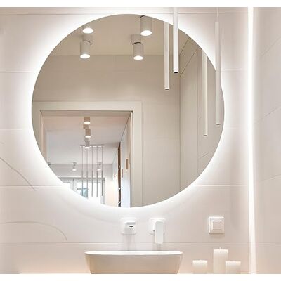 ART Miroir de salle de bain LED rond 60 cm, miroir mural avec éclairage, couleur de la lumière blanc froid 6000 K, IP44, Luna ART Miroir de salle de bain LED rond 60 cm, miroir mural avec éclairage, couleur de la lumière blanc froid 6000 K, IP44, Luna