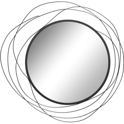 HOMCOM Miroir Rond en Métal Filaire Noir, Décoration Murale Ø65 cm Style Moderne HOMCOM Miroir Rond en Métal Filaire Noir, Décoration Murale Ø65 cm Style Moderne