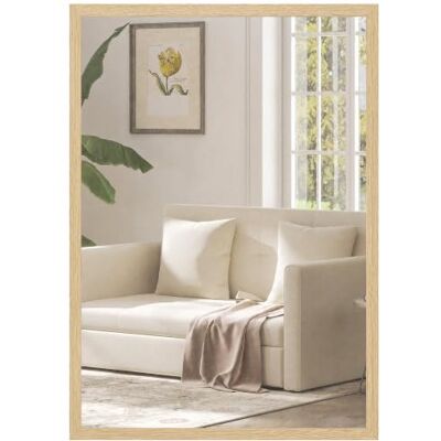 HOMCOM Miroir Mural Rectangulaire 50 x 70 cm, Cadre en Bois Naturel Idéal pour la Salle de Bain, Salon ou Chambre HOMCOM Miroir Mural Rectangulaire 50 x 70 cm, Cadre en Bois Naturel Idéal pour la Salle de Bain, Salon ou Chambre