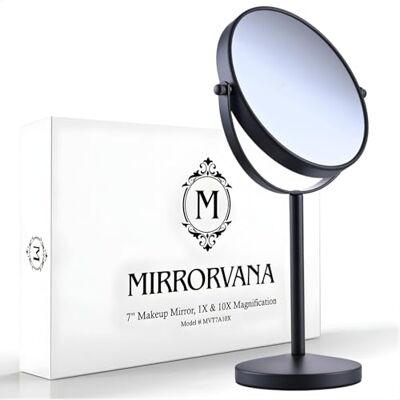 Mirrorvana Miroir grossissant x10, sur pied, 35 x 18 cm (noir) Miroir grossissant en verre sur support pour chambre à coucher et salle de bain – Miroir de bureau, table et salle de bain Mirrorvana Miroir grossissant x10, sur pied, 35 x 18 cm (noir) Miroir grossissant en verre sur support pour chambre à coucher et salle de bain – Miroir de bureau, table et salle de bain