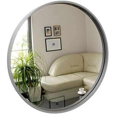 ART Miroir rond, miroir mural, 50 cm de diamètre, bois, gris ART Miroir rond, miroir mural, 50 cm de diamètre, bois, gris