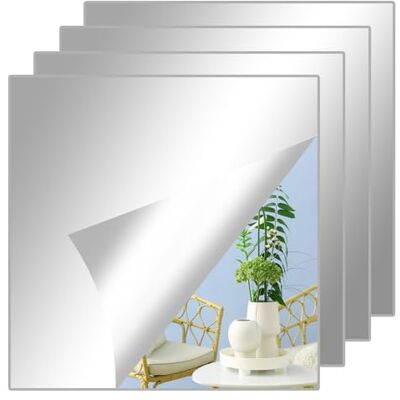 Haveneit Lot de 4 carreaux de miroir autocollants Miroir à coller 20 x 20 cm Miroir adhésif en acrylique, film miroir flexible, miroir adhésif, miroir acrylique pour murs, portes Haveneit Lot de 4 carreaux de miroir autocollants Miroir à coller 20 x 20 cm Miroir adhésif en acrylique, film miroir flexible, miroir adhésif, miroir acrylique pour murs, portes
