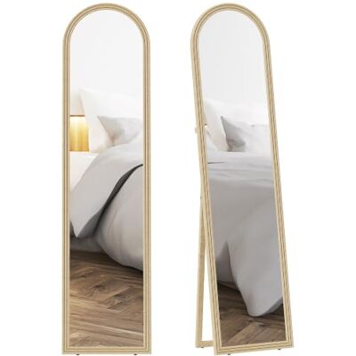 HOMCOM Miroir de sol arqué pleine longueur 40 x 160 cm sur Pied, Beige Cadre Effet Imitation Pierre, Montage au Sol, Suspendu, Appuyé contre le Mur, pour Salon, Chambre HOMCOM Miroir de sol arqué pleine longueur 40 x 160 cm sur Pied, Beige Cadre Effet Imitation Pierre, Montage au Sol, Suspendu, Appuyé contre le Mur, pour Salon, Chambre