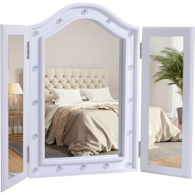 HOMCOM Miroir cosmétique 16 x éclairage LED sur pied pliable à 180° à piles Blanc 73 x 53,5 x 4,5 cm HOMCOM Miroir cosmétique 16 x éclairage LED sur pied pliable à 180° à piles Blanc 73 x 53,5 x 4,5 cm