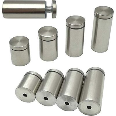 Euro Tische Lot de 4 supports de miroir, en acier inoxydable brossé, espaceurs pour verre, verre acrylique, images ou miroirs (5 cm, diamètre 2,5 cm) Euro Tische Lot de 4 supports de miroir, en acier inoxydable brossé, espaceurs pour verre, verre acrylique, images ou miroirs (5 cm, diamètre 2,5 cm)