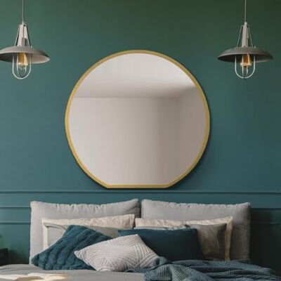 MirrorOutlet The Circulus Miroir mural circulaire à fond plat Cadre doré 84 x 80 cm MirrorOutlet The Circulus Miroir mural circulaire à fond plat Cadre doré 84 x 80 cm