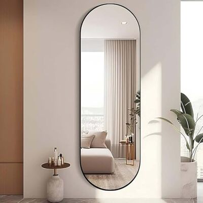 SERALUXE LUXURY INTERIORS Miroir ovale pleine longueur 160 x 50 cm Noir Cadre en aluminium Miroir mural Miroir de salle Chambre Salon Studio Salle de bain Suspension avec crochets. SERALUXE LUXURY INTERIORS Miroir ovale pleine longueur 160 x 50 cm Noir Cadre en aluminium Miroir mural Miroir de salle Chambre Salon Studio Salle de bain Suspension avec crochets.