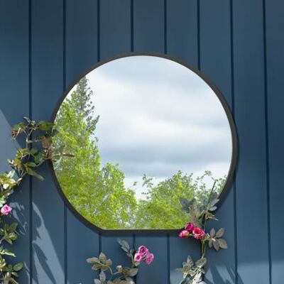 MirrorOutlet The Circulus Miroir de jardin circulaire à fond plat Cadre noir 84 x 80 cm MirrorOutlet The Circulus Miroir de jardin circulaire à fond plat Cadre noir 84 x 80 cm