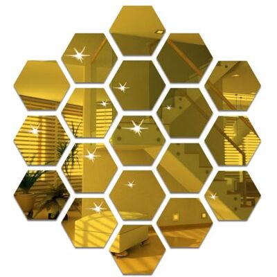 RHQFDM Lot de 12 miroirs muraux en nid d'abeille Miroir acrylique doré Autocollants muraux hexagonaux Accents dorés modernes Décoration de salle de bain, maison, chambre à coucher, salon RHQFDM Lot de 12 miroirs muraux en nid d'abeille Miroir acrylique doré Autocollants muraux hexagonaux Accents dorés modernes Décoration de salle de bain, maison, chambre à coucher, salon