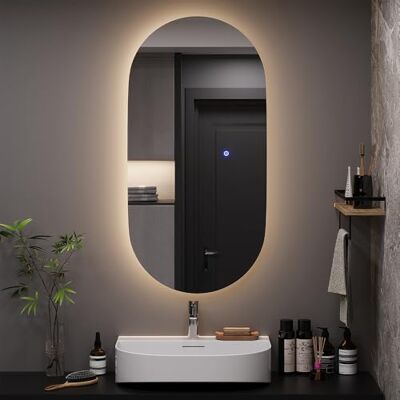 Vicco Miroir mural "Miral", Verre, 100x50cm Éclairage LED · Forme de miroir moderne · Montage vertical & horizontal · Salle de bains & séjour Vicco Miroir mural "Miral", Verre, 100x50cm Éclairage LED · Forme de miroir moderne · Montage vertical & horizontal · Salle de bains & séjour
