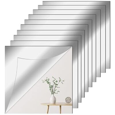 Newpop 10 Pièces Miroir Mural Autocollant 20 X 20 cm, Antidéflagrant Carrés Flexible Miroir Acrylique Adhésif, Plastique Bricolage Décoration Murale sans Cadre pour Salle de Bain, Salon, Chambre Newpop 10 Pièces Miroir Mural Autocollant 20 X 20 cm, Antidéflagrant Carrés Flexible Miroir Acrylique Adhésif, Plastique Bricolage Décoration Murale sans Cadre pour Salle de Bain, Salon, Chambre