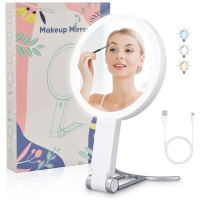 Mapille Miroir Grossissant Lumineux 20X/1X avec 64LED Double Face Rechargeable Éclairant pour Maquillage, Salle de Bain, Voyage, Bureau Cadeau (20X Blanc) Mapille Miroir Grossissant Lumineux 20X/1X avec 64LED Double Face Rechargeable Éclairant pour Maquillage, Salle de Bain, Voyage, Bureau Cadeau (20X Blanc)