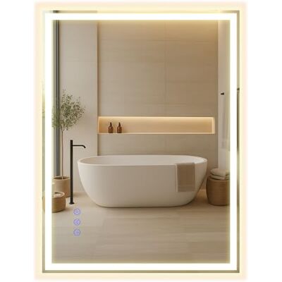 SONGMICS LWM210WC02 Miroir mural rectangulaire avec fonction anti-buée, tonalité et luminosité réglables, maquillage, chambre, salle de bain, 80,7 x 60,7 cm, blanc nuage SONGMICS LWM210WC02 Miroir mural rectangulaire avec fonction anti-buée, tonalité et luminosité réglables, maquillage, chambre, salle de bain, 80,7 x 60,7 cm, blanc nuage