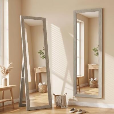 HOMCOM Miroir pleine longueur au sol 157x37cm avec support Gris Miroir pleine longueur, 3 modes: libre, mural, incliné, pour salon, entrée, chambre HOMCOM Miroir pleine longueur au sol 157x37cm avec support Gris Miroir pleine longueur, 3 modes: libre, mural, incliné, pour salon, entrée, chambre