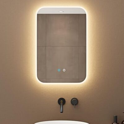 doporro Miroir Suspendu de Salle de Bains Rectanguaire Lumineux avec Éclairage LED Interrupteur Tactile Anti-buée Luminosité Réglable 400 x 600 MM Nova-02 doporro Miroir Suspendu de Salle de Bains Rectanguaire Lumineux avec Éclairage LED Interrupteur Tactile Anti-buée Luminosité Réglable 400 x 600 MM Nova-02