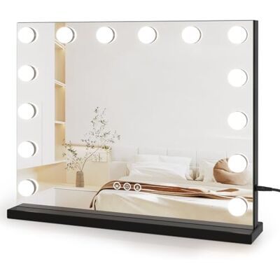 Dripex Miroir Maquillage Lumineux, Miroir LED 14 Lumières Miroir Hollywood Miroir Coiffeuse Contrôle Tactile Miroir Lumineux 3 Modes Luminosité Réglable 50 x 42 cm Noir Dripex Miroir Maquillage Lumineux, Miroir LED 14 Lumières Miroir Hollywood Miroir Coiffeuse Contrôle Tactile Miroir Lumineux 3 Modes Luminosité Réglable 50 x 42 cm Noir