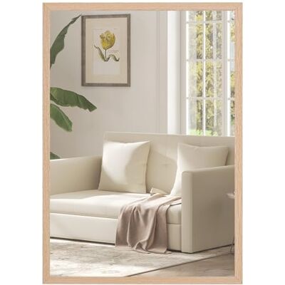 HOMCOM Miroir Mural rectangulaire 50 x 70 cm, Cadre en Bois, idéal pour la Salle de Bain, Salon ou Chambre, Naturel HOMCOM Miroir Mural rectangulaire 50 x 70 cm, Cadre en Bois, idéal pour la Salle de Bain, Salon ou Chambre, Naturel