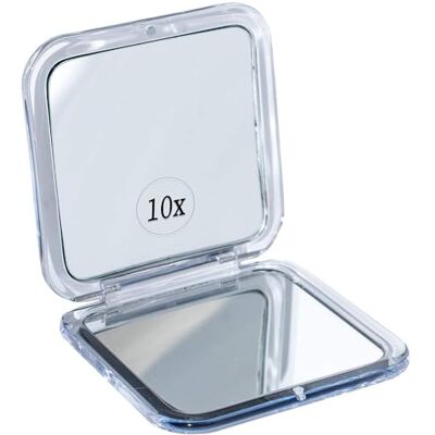 Mirrorvana Petit miroir de poche compact pour voyage, grossissement x10/1x, miroir pliable pour femme, carré 8,4 cm x 8,4 cm Mirrorvana Petit miroir de poche compact pour voyage, grossissement x10/1x, miroir pliable pour femme, carré 8,4 cm x 8,4 cm