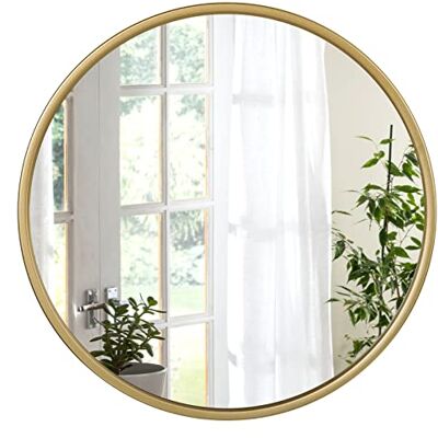 WOLTU Miroir mural rond, moderne et décoratif avec bord doré, pour salle de bain, chambre, coiffeuse et couloir, diamètre 40 cm WOLTU Miroir mural rond, moderne et décoratif avec bord doré, pour salle de bain, chambre, coiffeuse et couloir, diamètre 40 cm