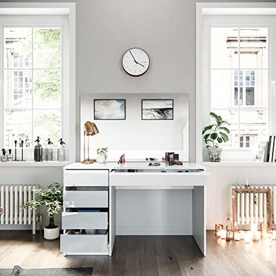 Vicco Coiffeuse "Sherry", Blanc, 120cm avec miroir rectangulaire pour une utilisation quotidienne Vicco Coiffeuse "Sherry", Blanc, 120cm avec miroir rectangulaire pour une utilisation quotidienne