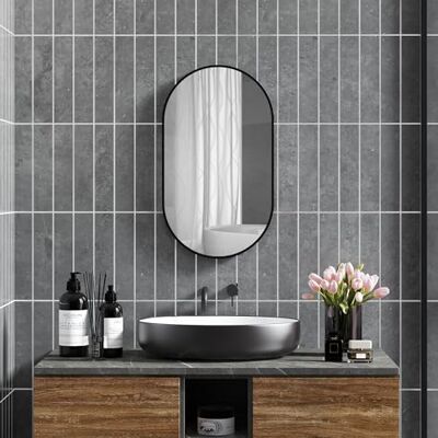 HOMCOM Miroir Mural Ovale, Miroir Salle de Bain, 40 x 70 cm, Cadre Arrondi en Alliage d'aluminium, Montage Vertical ou Horizontal, décoration Murale pour Salle de Bain HOMCOM Miroir Mural Ovale, Miroir Salle de Bain, 40 x 70 cm, Cadre Arrondi en Alliage d'aluminium, Montage Vertical ou Horizontal, décoration Murale pour Salle de Bain