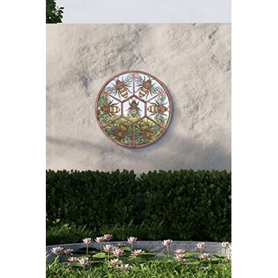MirrorOutlet Grand miroir de jardin rond en métal rustique en forme de bourdon Violet 80 x 80 cm MirrorOutlet Grand miroir de jardin rond en métal rustique en forme de bourdon Violet 80 x 80 cm