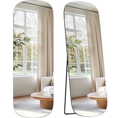 SONGMICS Miroir sur Pied Pleine Longueur, 160 x 50 cm, avec Coins Arrondis, en Verre de Qualité, Cadre en Aluminium, pour Chambre à Coucher, Dressing, Noir d'Encre LFM029B01 SONGMICS Miroir sur Pied Pleine Longueur, 160 x 50 cm, avec Coins Arrondis, en Verre de Qualité, Cadre en Aluminium, pour Chambre à Coucher, Dressing, Noir d'Encre LFM029B01