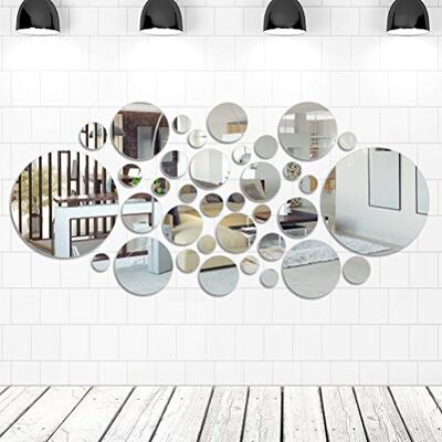 FOCCTS 16pcs Miroir Moderne Acrylique Rondes Sticker Mural avec 6 Tailles Différentes Miroirs de Cercle Rond Auto-Adhésifs pour Décoration d'Intérieur Chambre Salon FOCCTS 16pcs Miroir Moderne Acrylique Rondes Sticker Mural avec 6 Tailles Différentes Miroirs de Cercle Rond Auto-Adhésifs pour Décoration d'Intérieur Chambre Salon