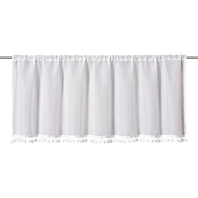 Elbersdrucke Loni 00 Rideau brise-vue semi-transparent avec tunnel de passage et pompon Blanc 45 x 140 cm Rideau brise-vue pour fenêtre de cuisine Elbersdrucke Loni 00 Rideau brise-vue semi-transparent avec tunnel de passage et pompon Blanc 45 x 140 cm Rideau brise-vue pour fenêtre de cuisine