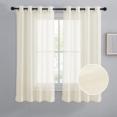 NICETOWN Lot de 2 rideaux transparents froissés à œillets pour cuisine/chambre/salle de bain (132,1 cm de large par panneau, beige) NICETOWN Lot de 2 rideaux transparents froissés à œillets pour cuisine/chambre/salle de bain (132,1 cm de large par panneau, beige)