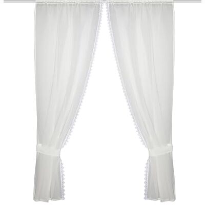 HOME WOHNIDEEN NISHAY Rideau de rideau, aspect lin, 160 x 75 cm, bordure en macramé, couleur : blanc, dimensions : 160 x 75 cm, nombre : 1 HOME WOHNIDEEN NISHAY Rideau de rideau, aspect lin, 160 x 75 cm, bordure en macramé, couleur : blanc, dimensions : 160 x 75 cm, nombre : 1
