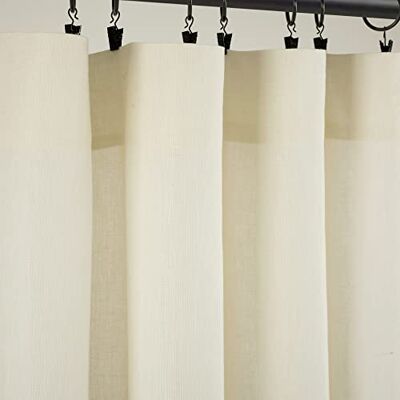 Lush Decor Rideau de fenêtre en lin belge prélavé et riche en lin mélangé (panneau simple), 213,4 cm de long x 127 cm de large, ivoire Lush Decor Rideau de fenêtre en lin belge prélavé et riche en lin mélangé (panneau simple), 213,4 cm de long x 127 cm de large, ivoire