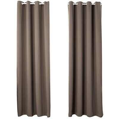 WOLTU Rideau occultant avec œillets 225 x 140 cm Taupe Lot de 2 rideaux lourds de 250 g/m² avec brise-vue, rideaux thermiques pour salon et chambre à coucher, longueur 225 cm WOLTU Rideau occultant avec œillets 225 x 140 cm Taupe Lot de 2 rideaux lourds de 250 g/m² avec brise-vue, rideaux thermiques pour salon et chambre à coucher, longueur 225 cm