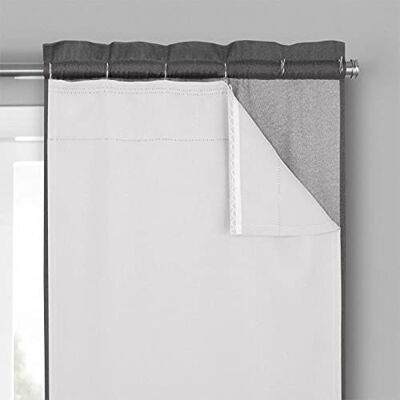 Eclipse Doublure thermique occultante minimaliste de couleur unie pour rideaux de fenêtre avec crochets de draperie (double panneau), 68,6 x 233,7 cm, blanc Eclipse Doublure thermique occultante minimaliste de couleur unie pour rideaux de fenêtre avec crochets de draperie (double panneau), 68,6 x 233,7 cm, blanc