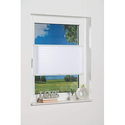 K-home ® Store plissé Klemmfix Blanc 25 x 130 cm (l x H) Protection contre la lumière Aspect écrasé moderne K-home ® Store plissé Klemmfix Blanc 25 x 130 cm (l x H) Protection contre la lumière Aspect écrasé moderne